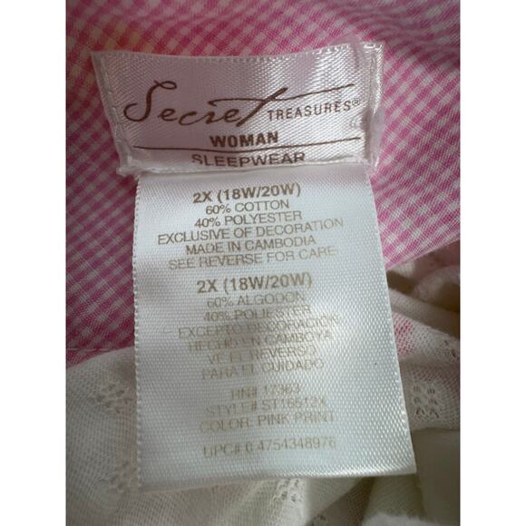 Secret Treasures Women’s Sleepwear Sz 2X (18W-20W) Pink Floral Grandma Core - Picture 5 of 6